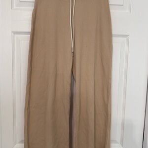 MATE the Label Organic Thermal Waffle Knit Wide Leg Crop Pant (Tan/Beige)